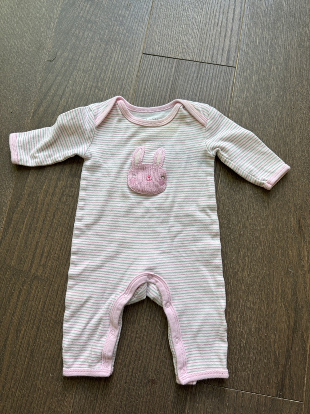 Rene Rofe Pink & White Striped Bunny Footed One-Piece